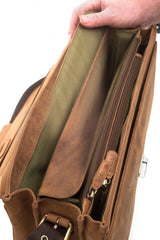 Leabags Orlando Aktentasche aus echtem Büffel-Leder im Vintage Look - LEABAGS