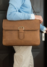 Leabags Orlando Aktentasche aus echtem Büffel-Leder im Vintage Look - LEABAGS