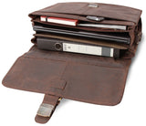 Leabags Orlando Aktentasche aus echtem Büffel-Leder im Vintage Look - LEABAGS