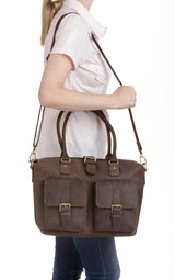 Leabags San Diego Shopper aus echtem Büffel-Leder im Vintage Look