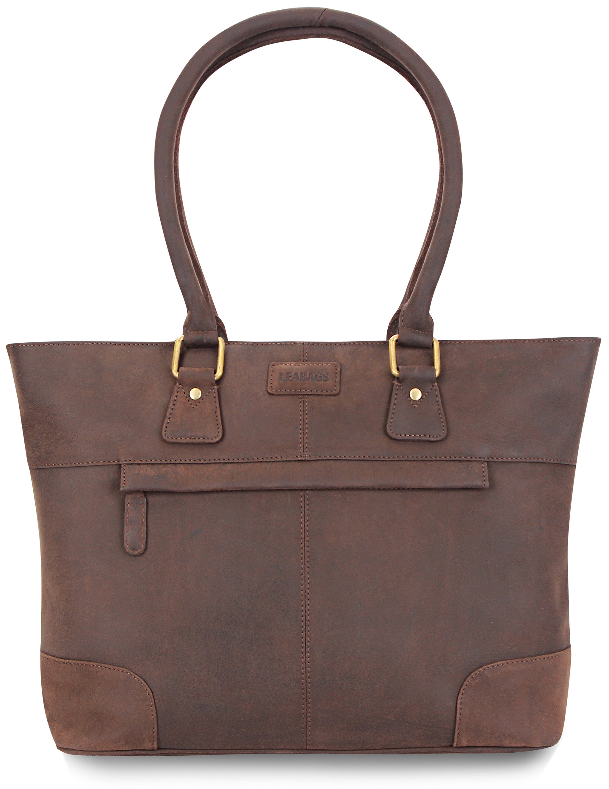 LEABAGS Leren handtas voor dames, premium echt leer, schoudertas, damestas, draagtas voor werk, universiteit, school, vrije tijd, natuur zwart, L, Boheems, gedeconstrueerd, minimalistisch, retro