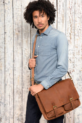 Leabags Rimini Schultertasche aus echtem Büffel-Leder im Vintage Look - LEABAGS