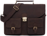 Leabags Uppsala Aktentasche aus echtem Büffel-Leder im Vintage Look - LEABAGS