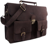 Leabags Uppsala Aktentasche aus echtem Büffel-Leder im Vintage Look - LEABAGS