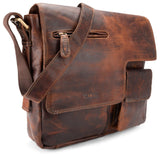 Leabags Birmingham Umhängetasche Schultertasche Laptoptasche aus echtem Leder im Vintage Look - LEABAGS