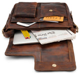 Leabags Birmingham Umhängetasche Schultertasche Laptoptasche aus echtem Leder im Vintage Look - LEABAGS