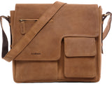 Leabags Birmingham Umhängetasche Schultertasche Laptoptasche aus echtem Leder im Vintage Look - LEABAGS
