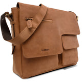 Leabags Birmingham Umhängetasche Schultertasche Laptoptasche aus echtem Leder im Vintage Look - LEABAGS