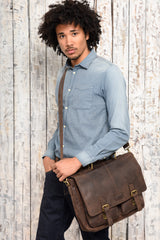 Leabags Rimini Schultertasche aus echtem Büffel-Leder im Vintage Look - LEABAGS