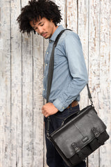 Leabags Rimini Schultertasche aus echtem Büffel-Leder im Vintage Look - LEABAGS