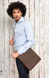 Leabags London Leder-Umhängetasche I Laptoptasche bis 13 Zoll - LEABAGS