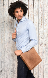 Leabags London Leder-Umhängetasche I Laptoptasche bis 13 Zoll - LEABAGS