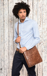 Leabags London Leder-Umhängetasche I Laptoptasche bis 13 Zoll - LEABAGS