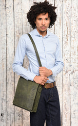 Leabags London Leder-Umhängetasche I Laptoptasche bis 13 Zoll - LEABAGS