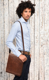 Leabags London Leder-Umhängetasche I Laptoptasche bis 13 Zoll - LEABAGS