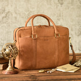 Leabags Istanbul Aktentasche Laptoptasche 15 Zoll aus echtem Leder im Vintage Look - LEABAGS