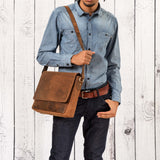 Leabags Gent Umhängetasche aus echtem Büffel-Leder im Vintage Look - LEABAGS