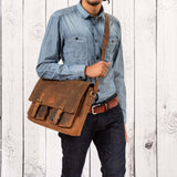 Leabags Cambridge Umhängetasche Schultertasche Laptoptasche 15 Zoll aus Echtleder - LEABAGS