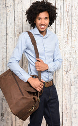 Leabags Dubai Reisetasche Handgepäcktasche Sporttasche aus echtem Leder im Vintage Look - LEABAGS