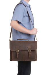 Leabags Scottdale Aktentasche 15 Zoll Laptoptasche aus echtem Leder im Vintage Look - LEABAGS