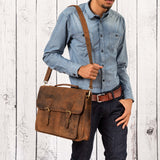 Leabags Scottdale Aktentasche 15 Zoll Laptoptasche aus echtem Leder im Vintage Look - LEABAGS