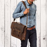 Leabags Scottdale Aktentasche 15 Zoll Laptoptasche aus echtem Leder im Vintage Look - LEABAGS