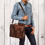 Leabags Scottdale Aktentasche 15 Zoll Laptoptasche aus echtem Leder im Vintage Look - LEABAGS