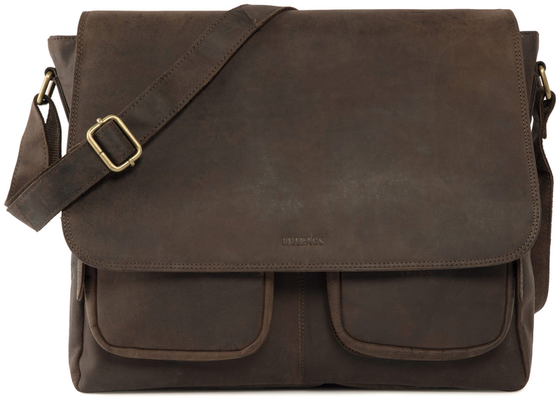 Leabags Melbourne Messenger Bag aus echtem Büffel-Leder im Vintage Look
