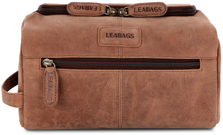Leabags Palm Beach Kulturbeutel aus echtem Büffel-Leder im Vintage Look - LEABAGS