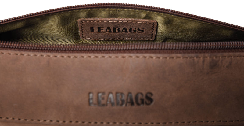 Leabags Fort Worth Mäppchen aus echtem Büffel-Leder im Vintage Look - LEABAGS