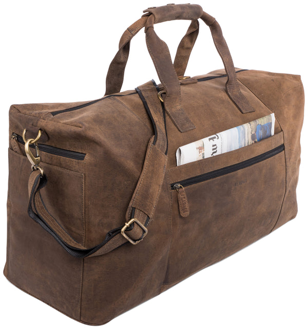 Leabags Sydney Reisetasche aus echtem Büffel-Leder im Vintage Look - LEABAGS