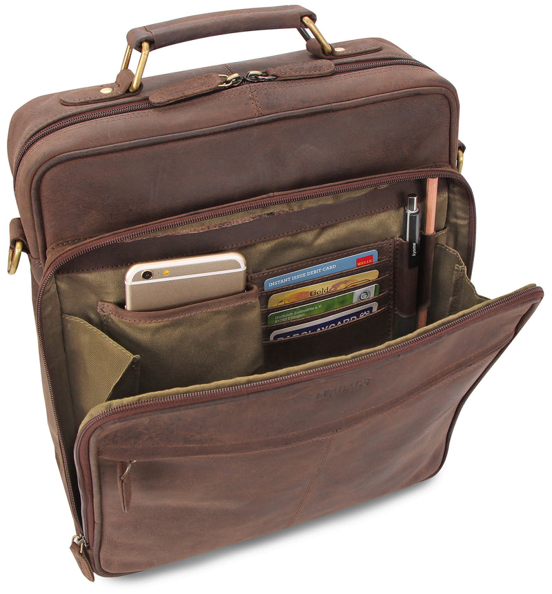 Leabags 'Darwin' Maletín Bolso de hombro de cuero genuino Bolso de tableta Bolso de hombro