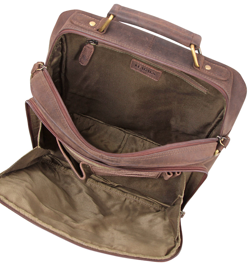 Leabags 'Darwin' Maletín Bolso de hombro de cuero genuino Bolso de tableta Bolso de hombro