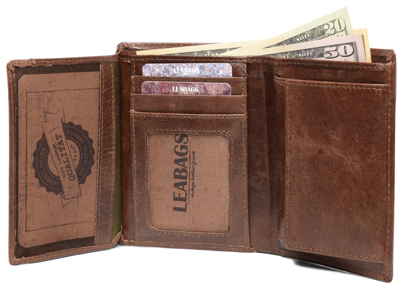 Leabags Indianapolis Geldbeutel aus echtem Büffel-Leder im Vintage Look - LEABAGS