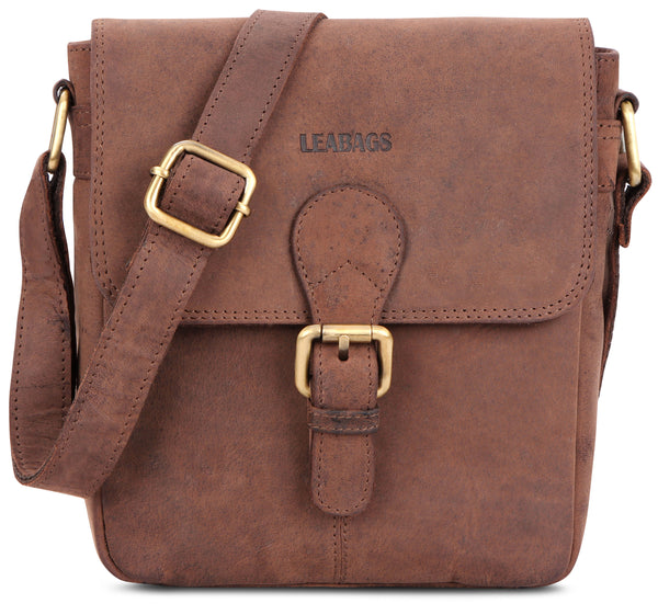 Leabags Weston Schultertasche aus echtem Büffel-Leder im Vintage Look