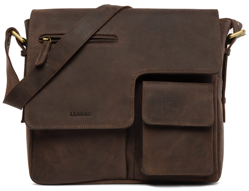 Leabags Birmingham Umhängetasche Schultertasche Laptoptasche aus echtem Leder im Vintage Look - LEABAGS