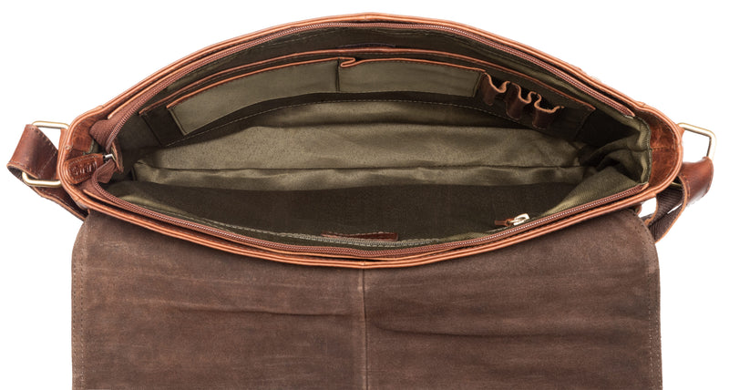 Leabags Oxford Umhängetasche Laptoptasche 15 Zoll aus Leder im Vintage Look - LEABAGS