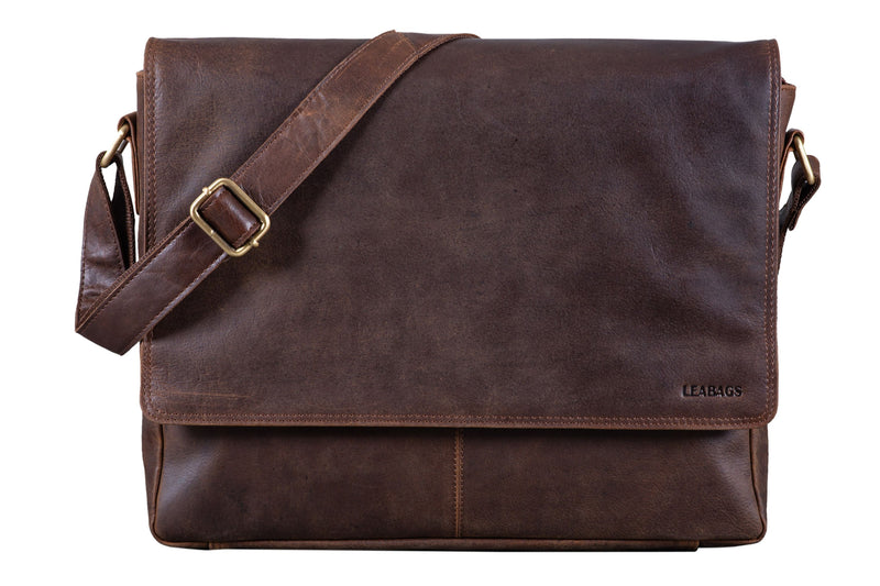 Leabags Oxford Umhängetasche Laptoptasche 15 Zoll aus Leder im Vintage Look - LEABAGS