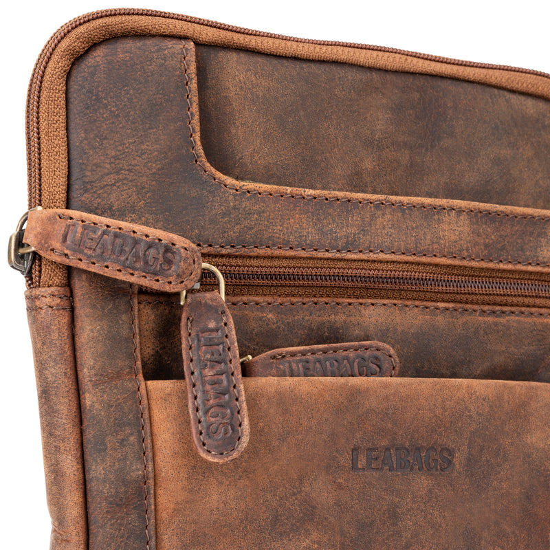 Leabags Detroit Umhängetasche aus echtem Büffel-Leder im Vintage Look - LEABAGS