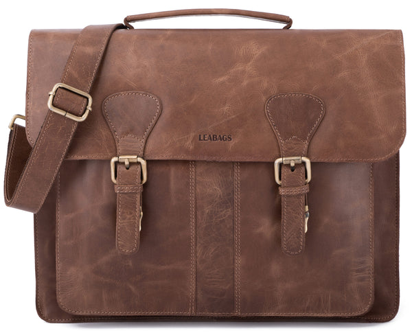 Leabags Scottdale Aktentasche 15 Zoll Laptoptasche aus echtem Leder im Vintage Look - LEABAGS