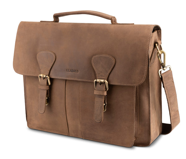 Leabags Scottdale Aktentasche 15 Zoll Laptoptasche aus echtem Leder im Vintage Look - LEABAGS