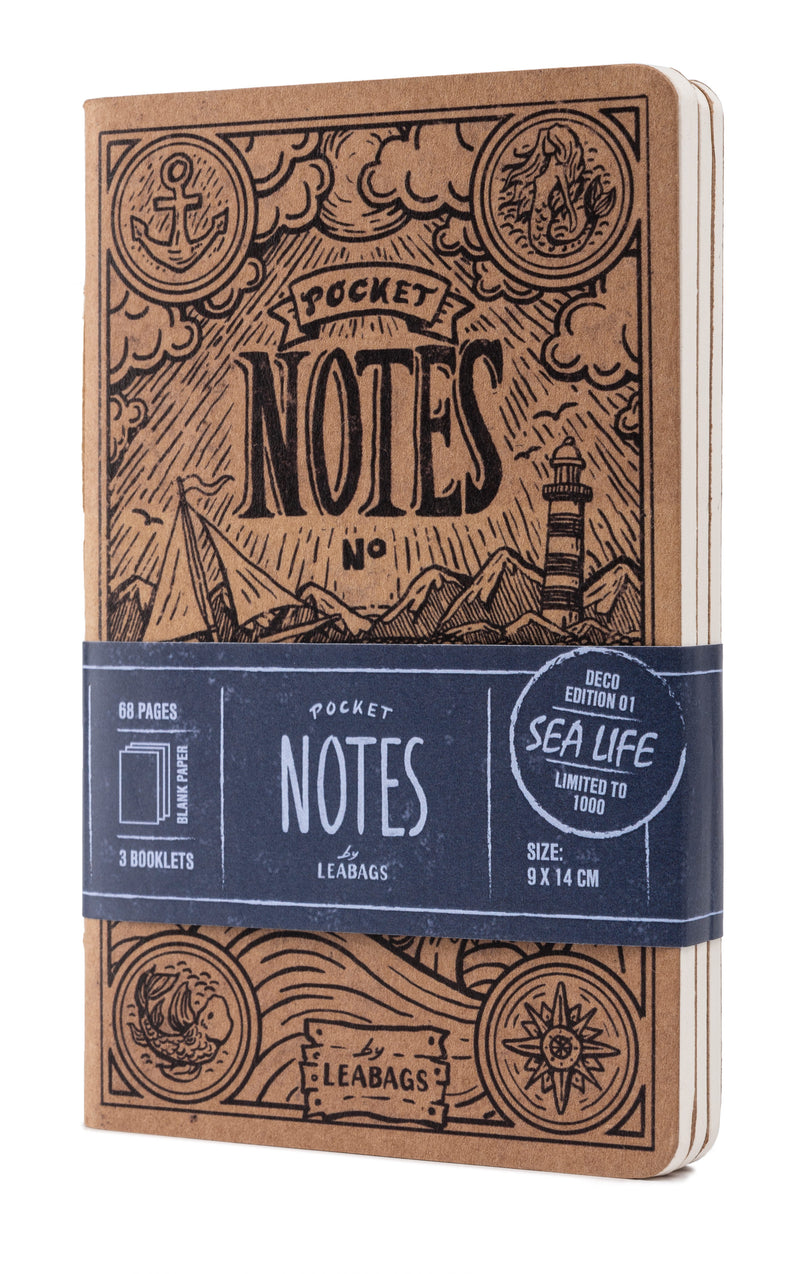 Leabags Pocket Notes Deco Edition Notizbücher 68 Seiten- 3er Pack - LEABAGS