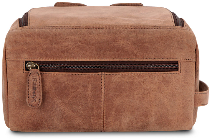 Leabags Palm Beach Kulturbeutel aus echtem Büffel-Leder im Vintage Look - LEABAGS