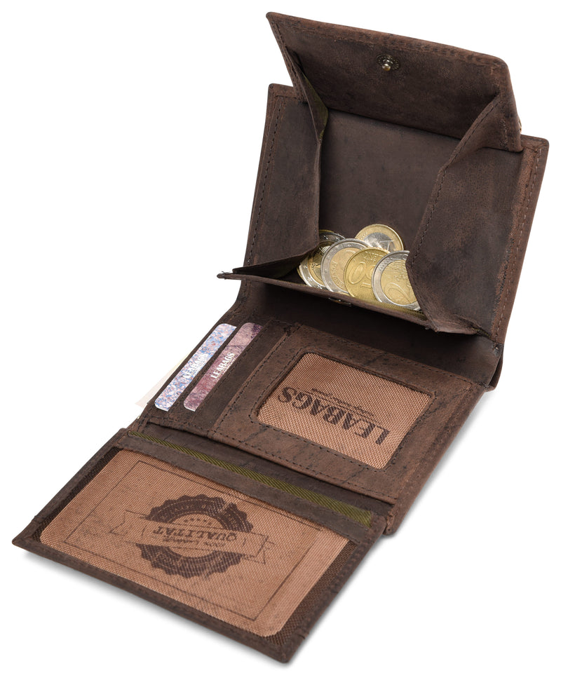Leabags Indianapolis Geldbeutel aus echtem Büffel-Leder im Vintage Look - LEABAGS