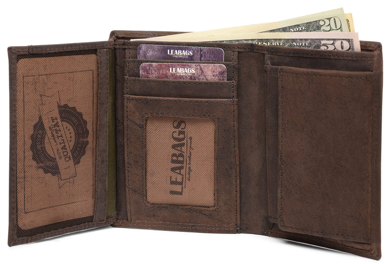 Leabags Indianapolis Geldbeutel aus echtem Büffel-Leder im Vintage Look - LEABAGS