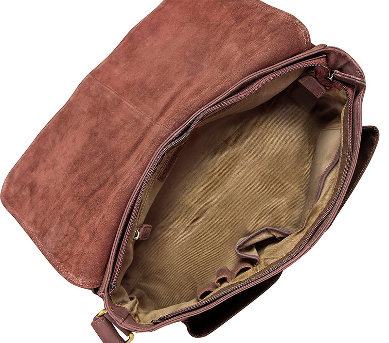 Leabags Denver Schultertasche aus echtem Büffel-Leder im Vintage Look