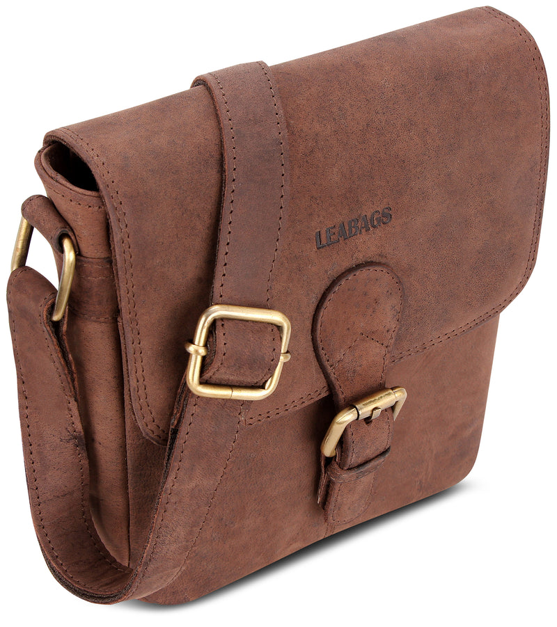 Leabags Weston Schultertasche aus echtem Büffel-Leder im Vintage Look