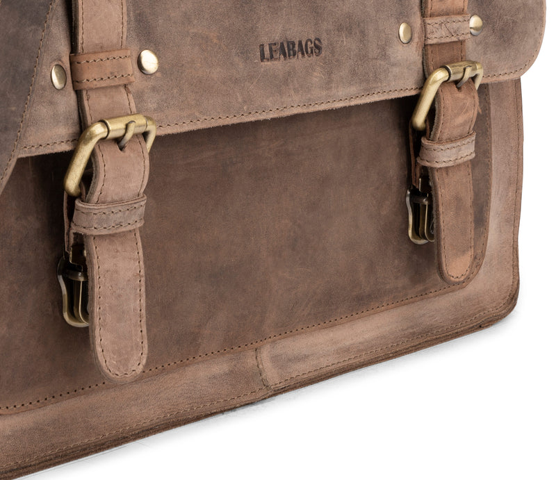 Leabags Omaha Aktentasche aus echtem Büffel-Leder im Vintage Look - LEABAGS