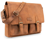 Leabags Cambridge bandolera bolso de hombro bolso para portátil 15 pulgadas de cuero natural