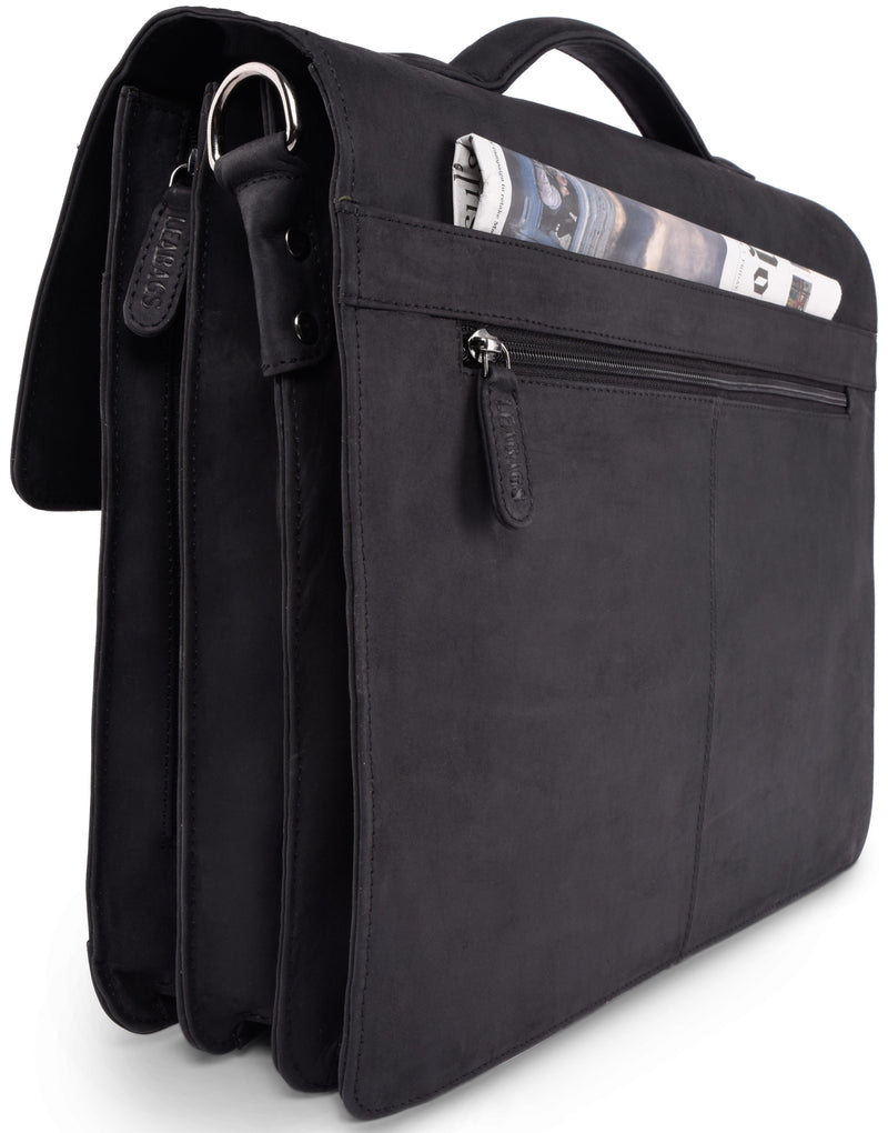 Leabags Miami maletín maletín para portátil 15 pulgadas bandolera de cuero genuino